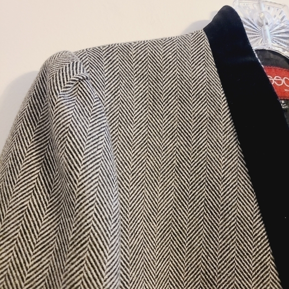 Sasson | Women's Vintage Chevron Striped Wool Jacket Blazer (Size 10/11) - Picture 5 of 15